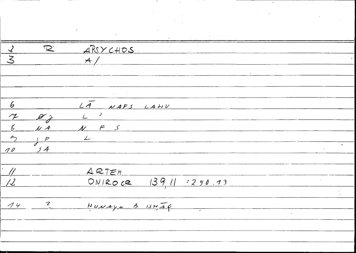 Filecard Artem.Onirocr.11192