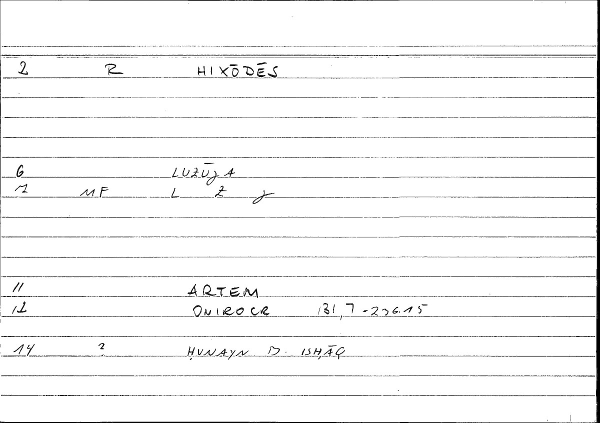Filecard Artem.Onirocr.11402