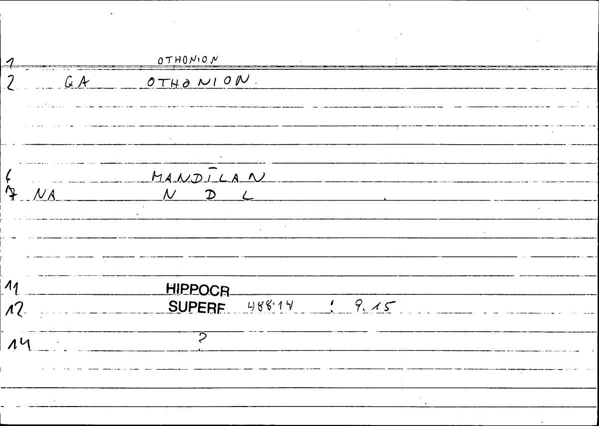 Filecard Hippocr.Superf.0987