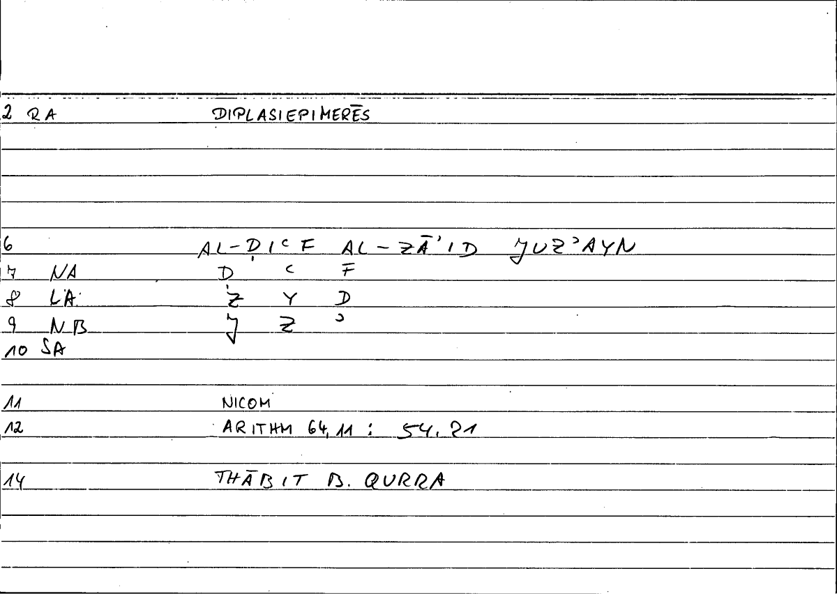Filecard Nicom.Arithm.0052