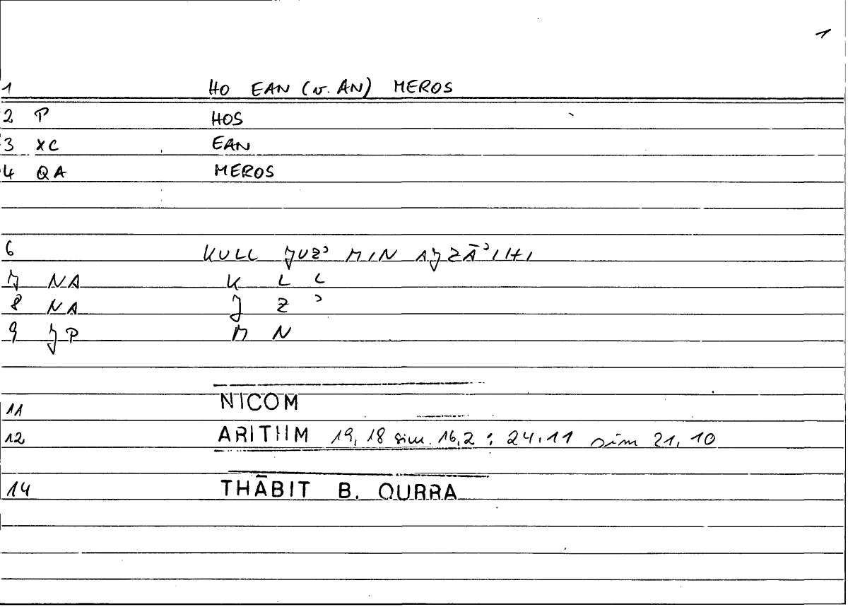 Filecard Nicom.Arithm.0123