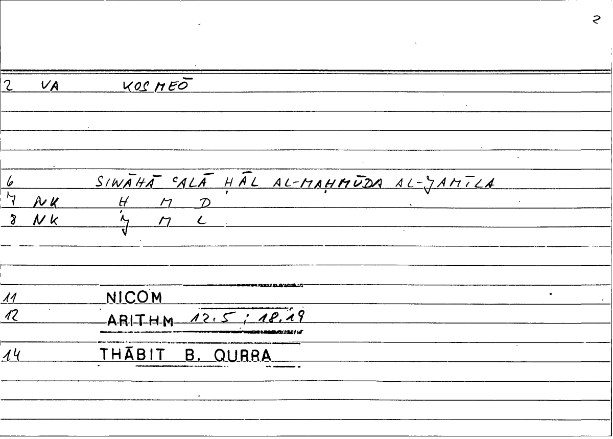 Filecard Nicom.Arithm.0476