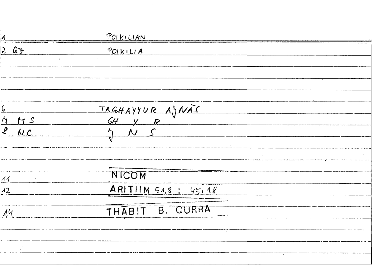 Filecard Nicom.Arithm.0533