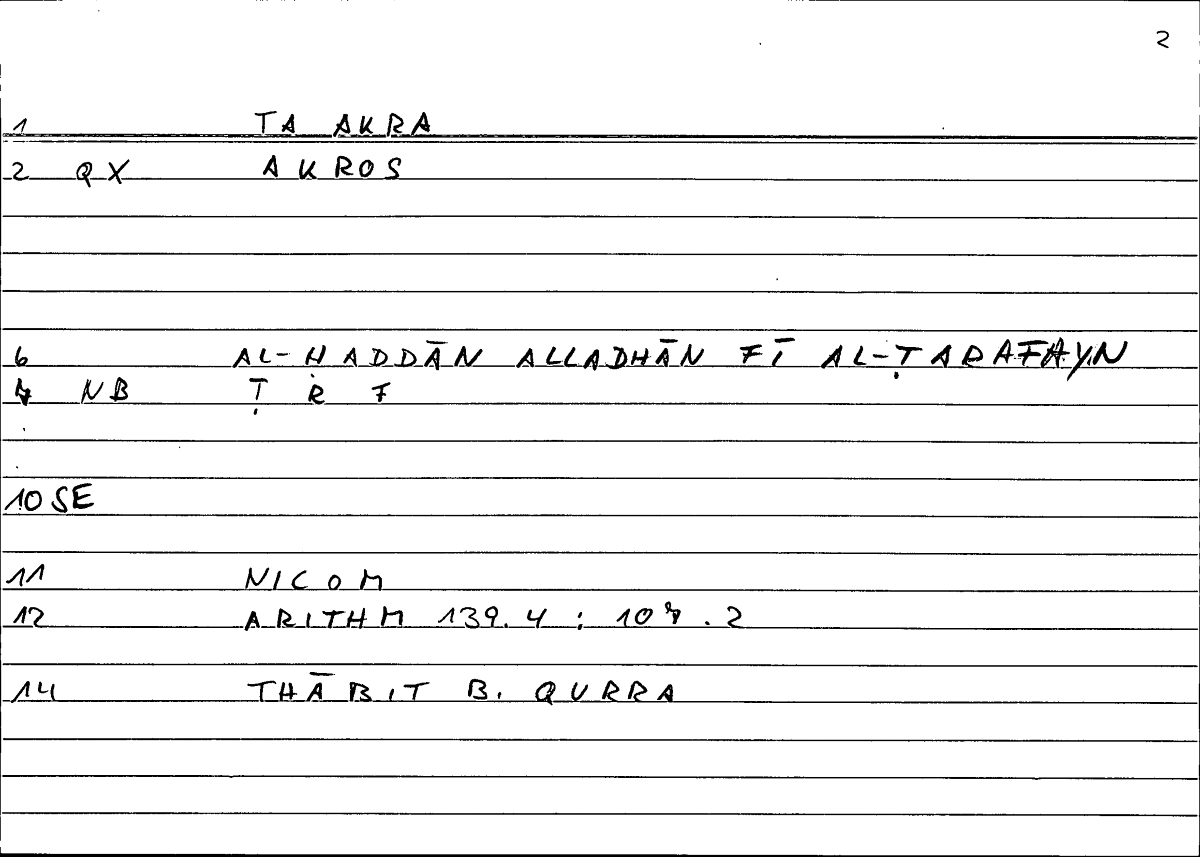 Filecard Nicom.Arithm.0657