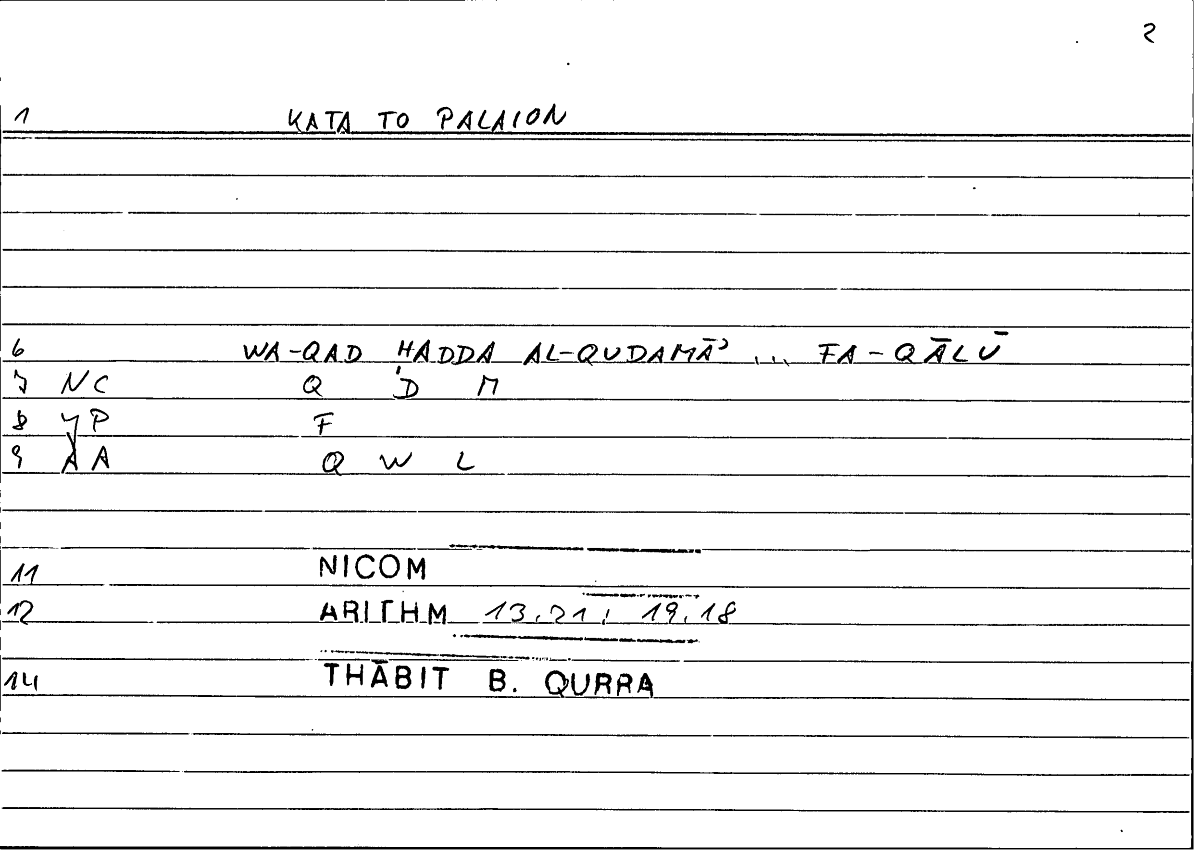 Filecard Nicom.Arithm.0694