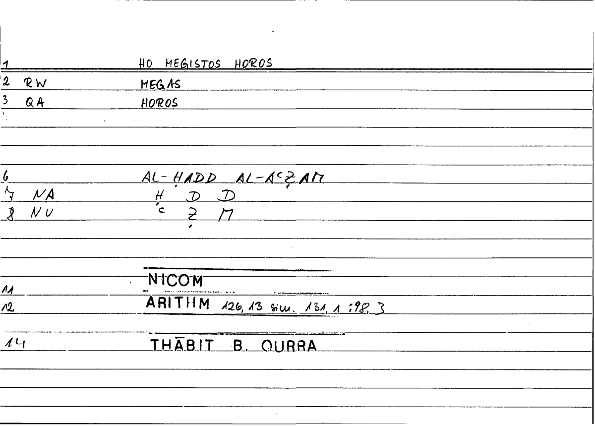 Filecard Nicom.Arithm.0699