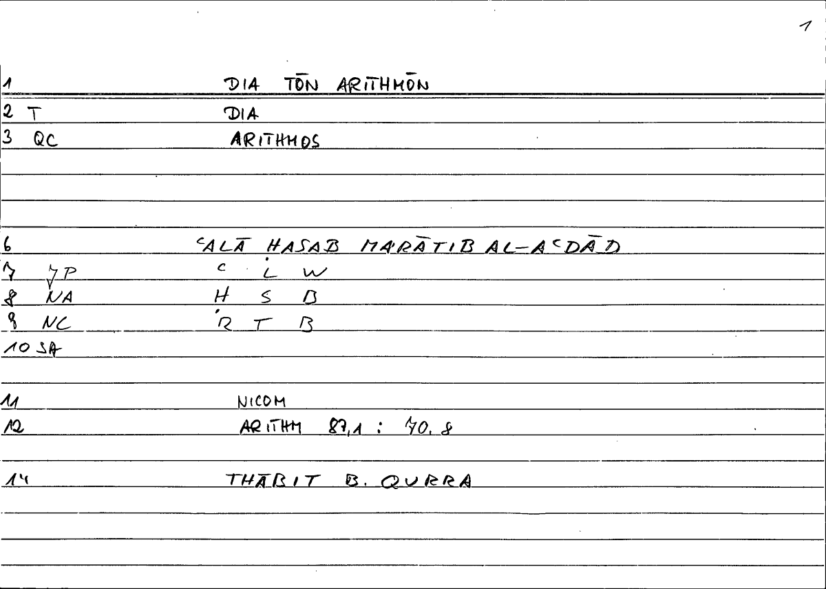 Filecard Nicom.Arithm.0740