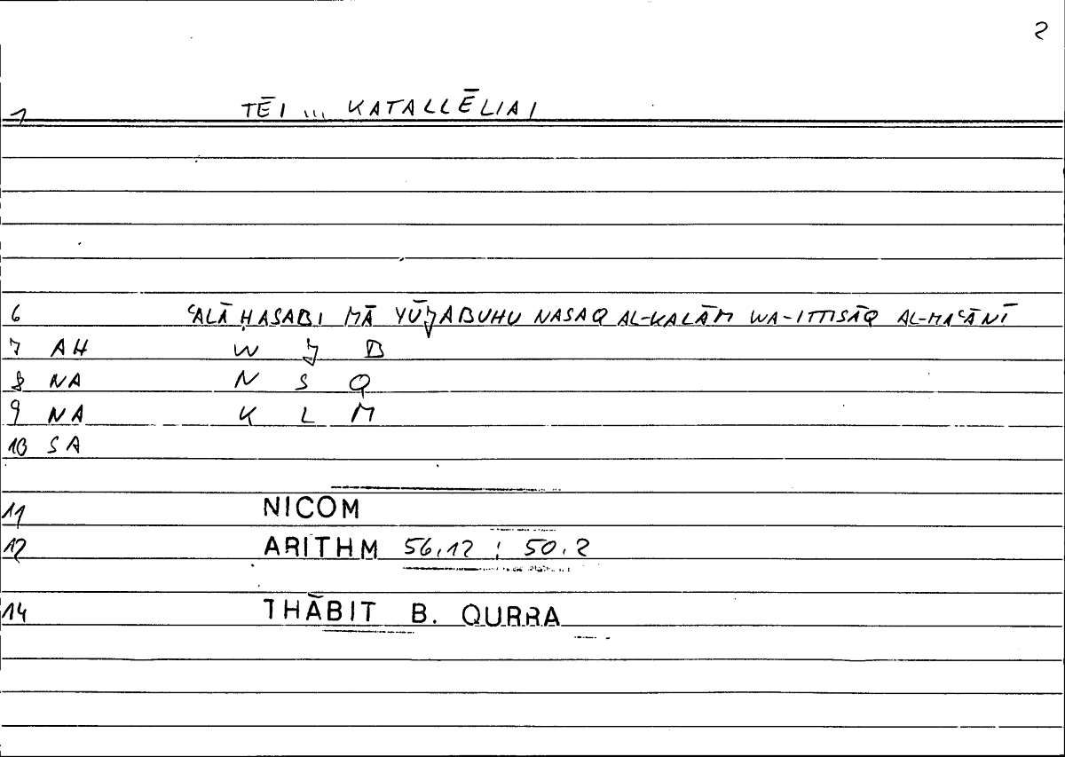 Filecard Nicom.Arithm.0760