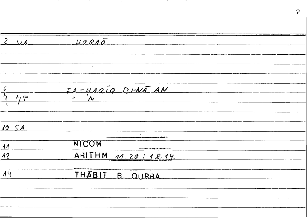 Filecard Nicom.Arithm.0796
