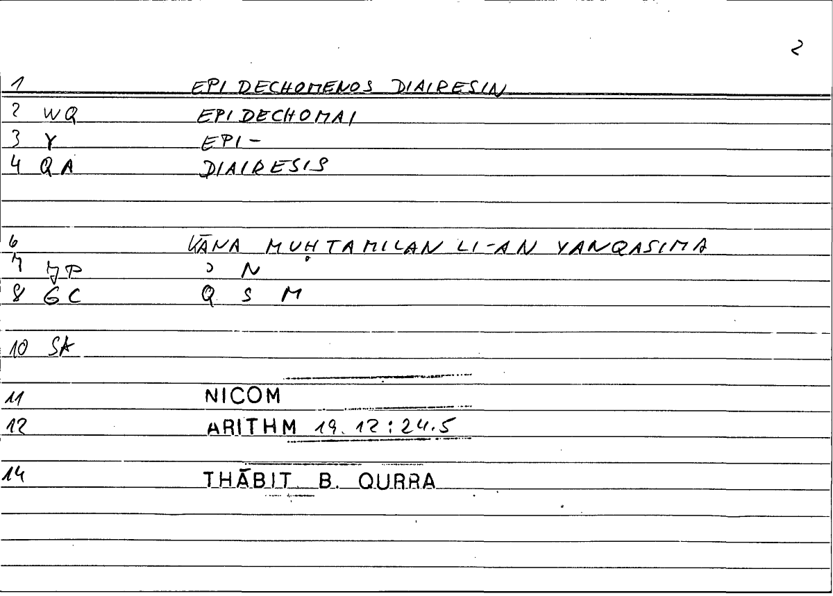 Filecard Nicom.Arithm.1004