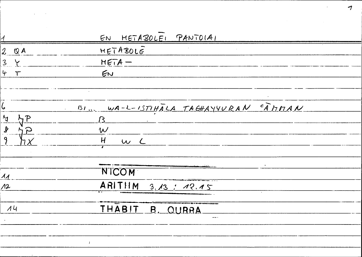 Filecard Nicom.Arithm.1031