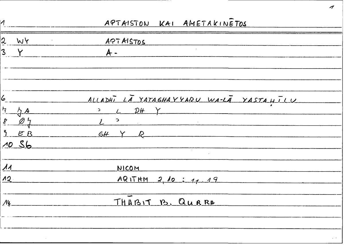 Filecard Nicom.Arithm.1062