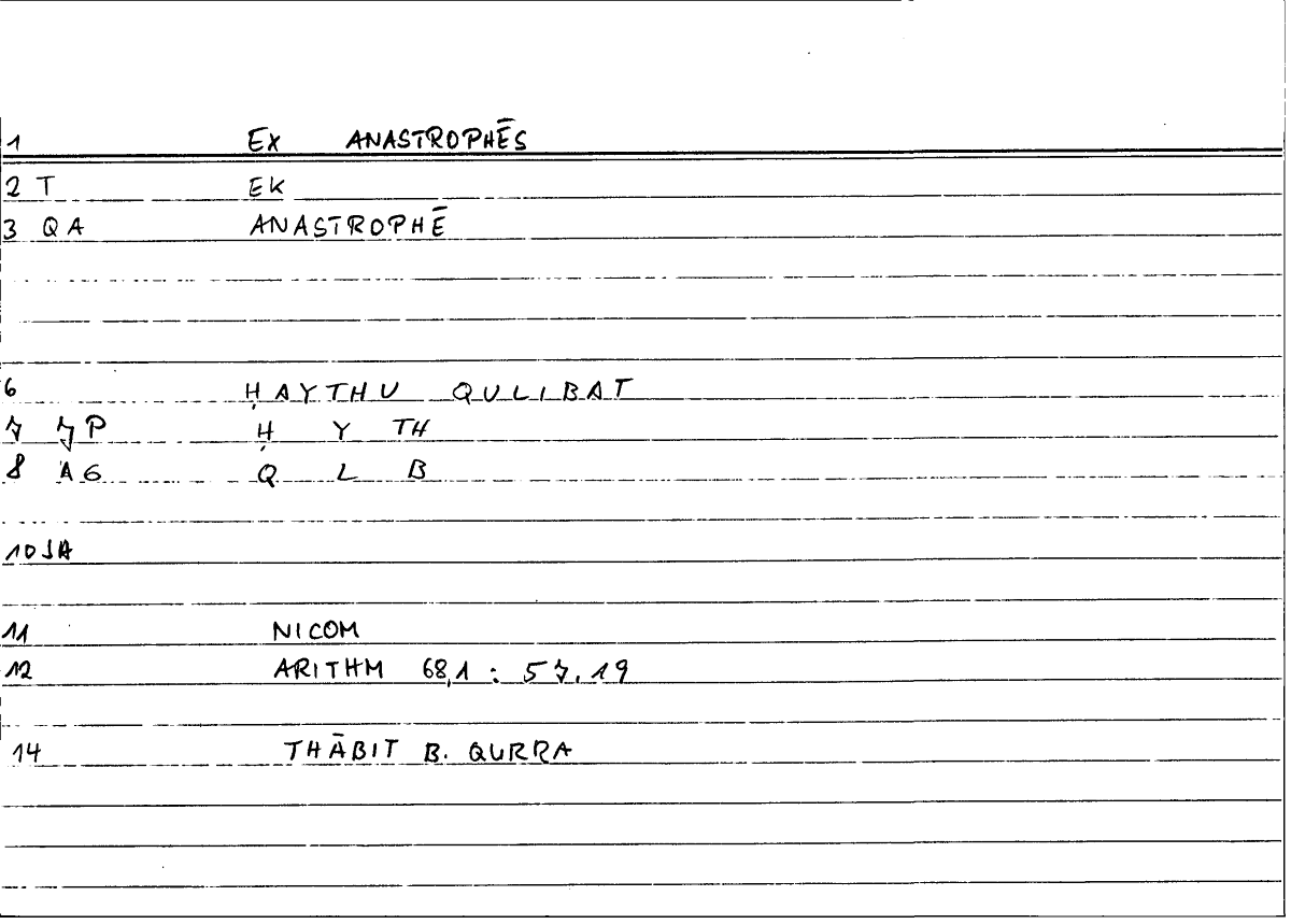 Filecard Nicom.Arithm.1081