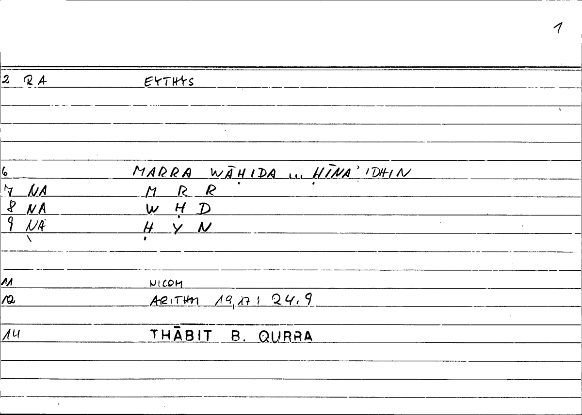 Filecard Nicom.Arithm.1085