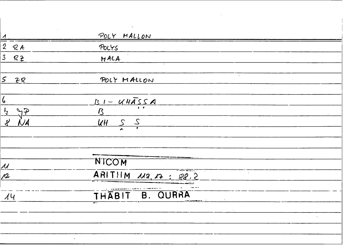 Filecard Nicom.Arithm.1176