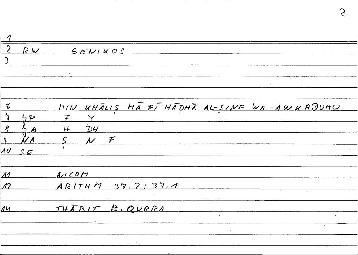 Filecard Nicom.Arithm.1205