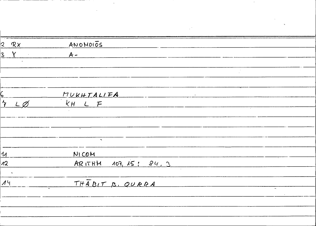Filecard Nicom.Arithm.1245