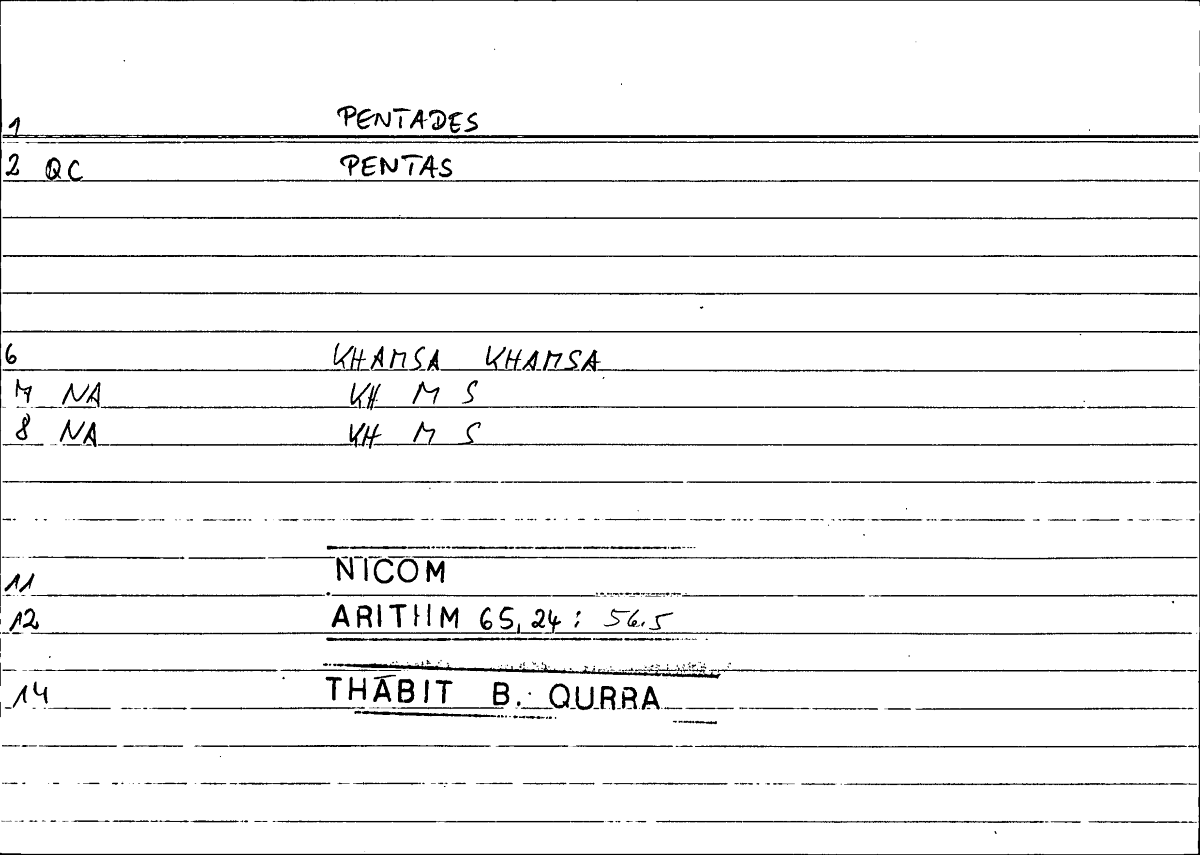 Filecard Nicom.Arithm.1361