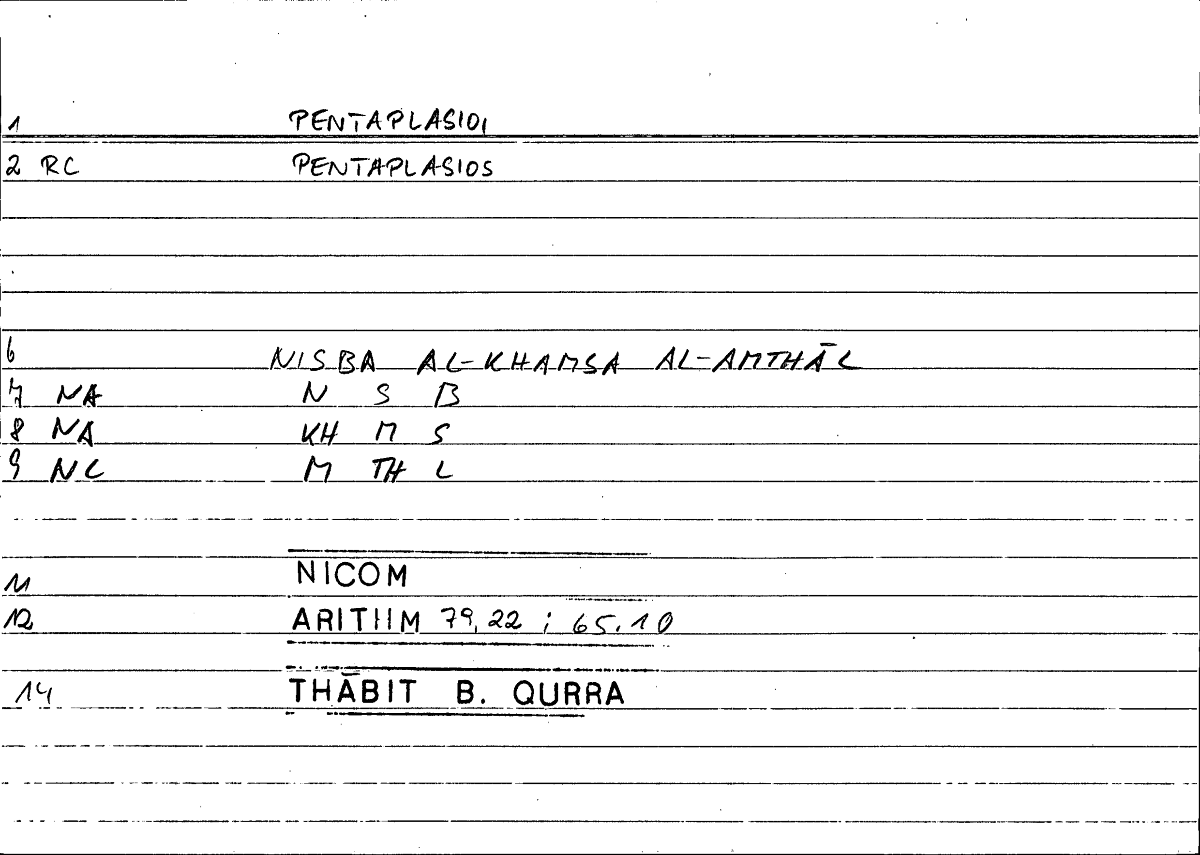 Filecard Nicom.Arithm.1365