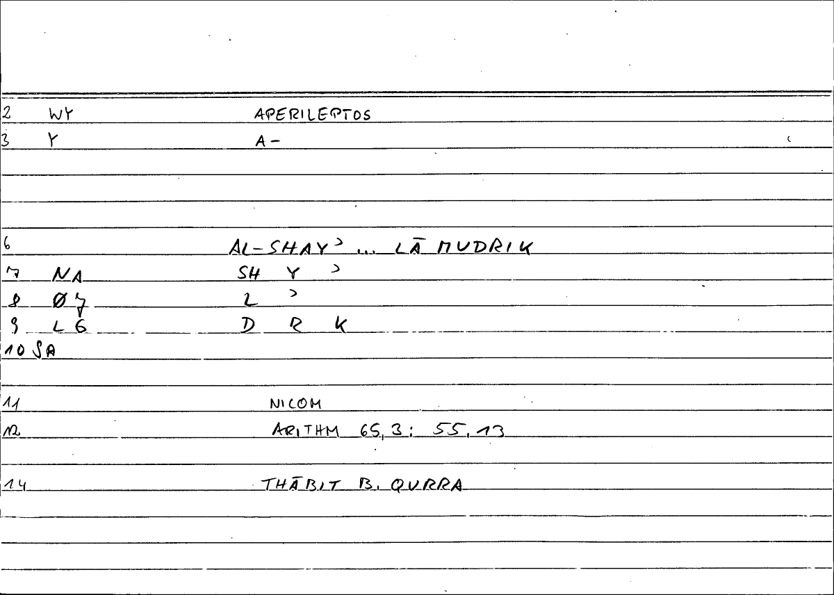Filecard Nicom.Arithm.1408