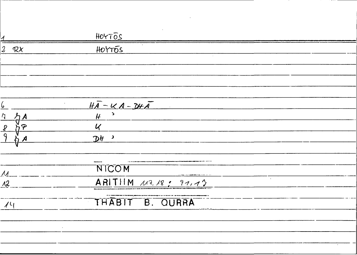 Filecard Nicom.Arithm.1463