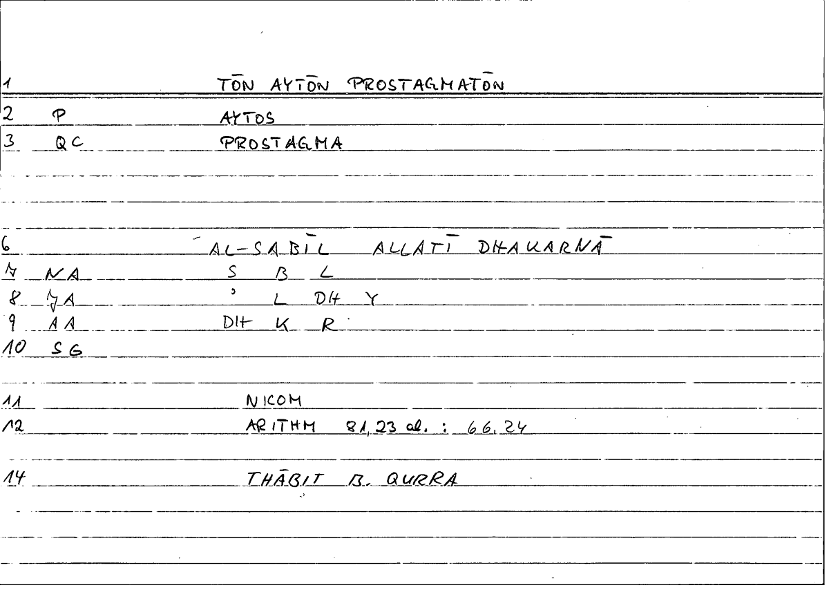 Filecard Nicom.Arithm.1471