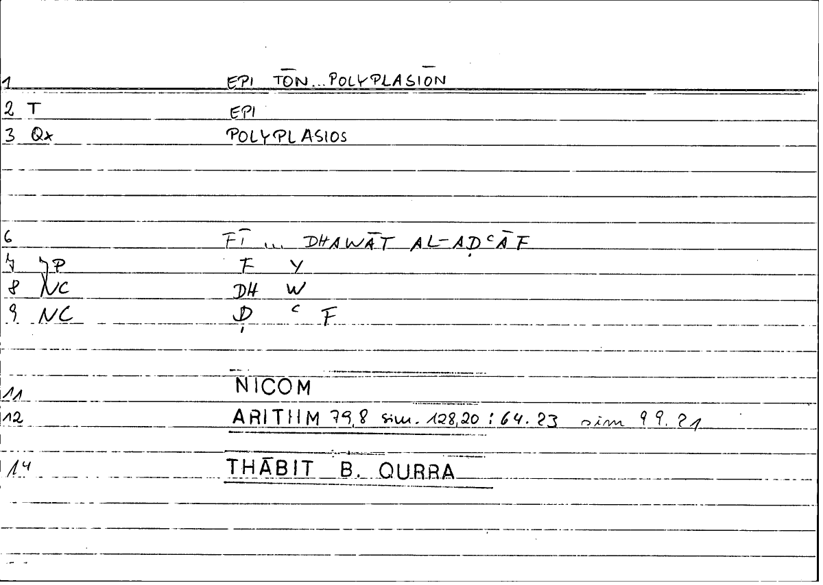 Filecard Nicom.Arithm.1664