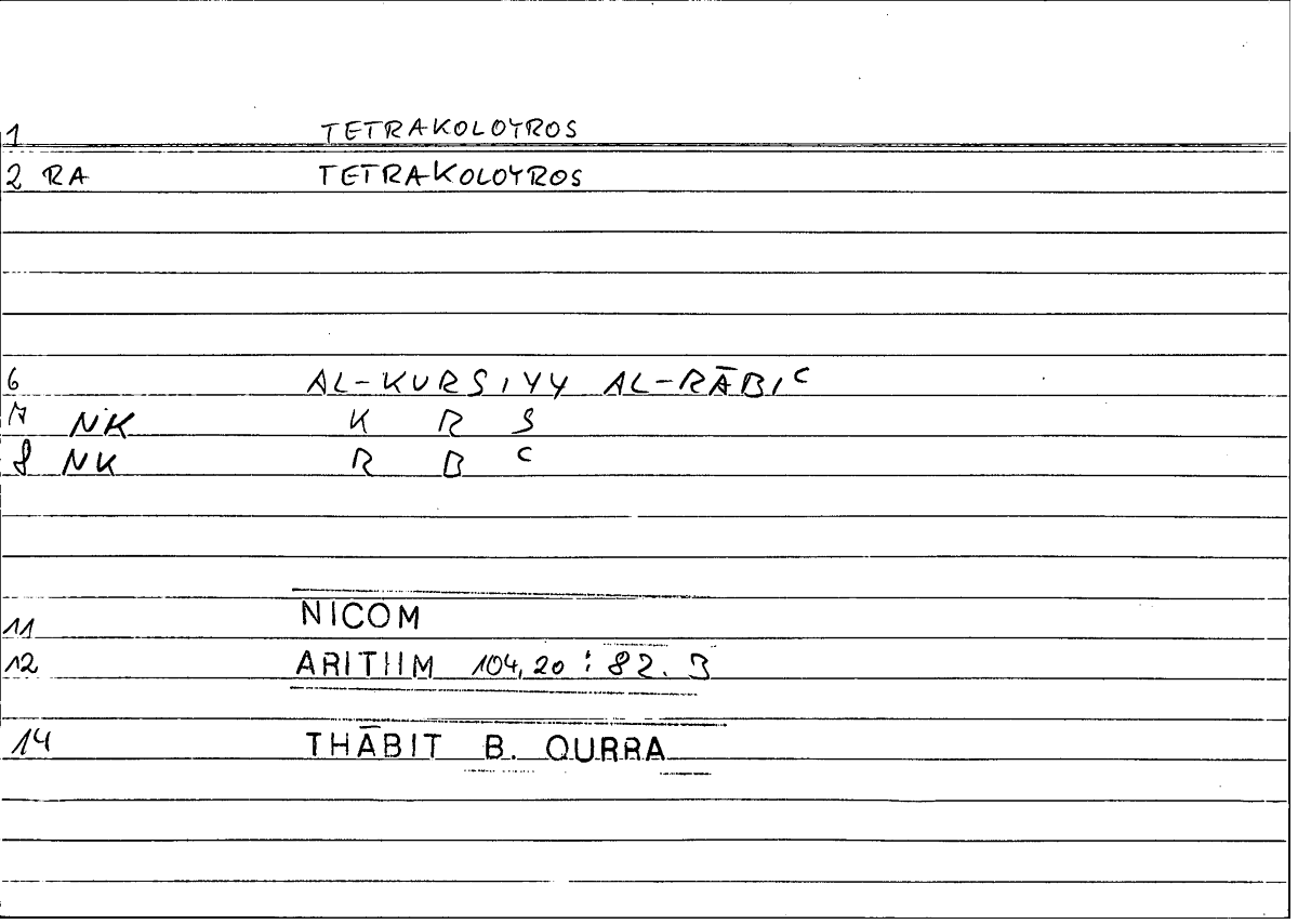 Filecard Nicom.Arithm.1743
