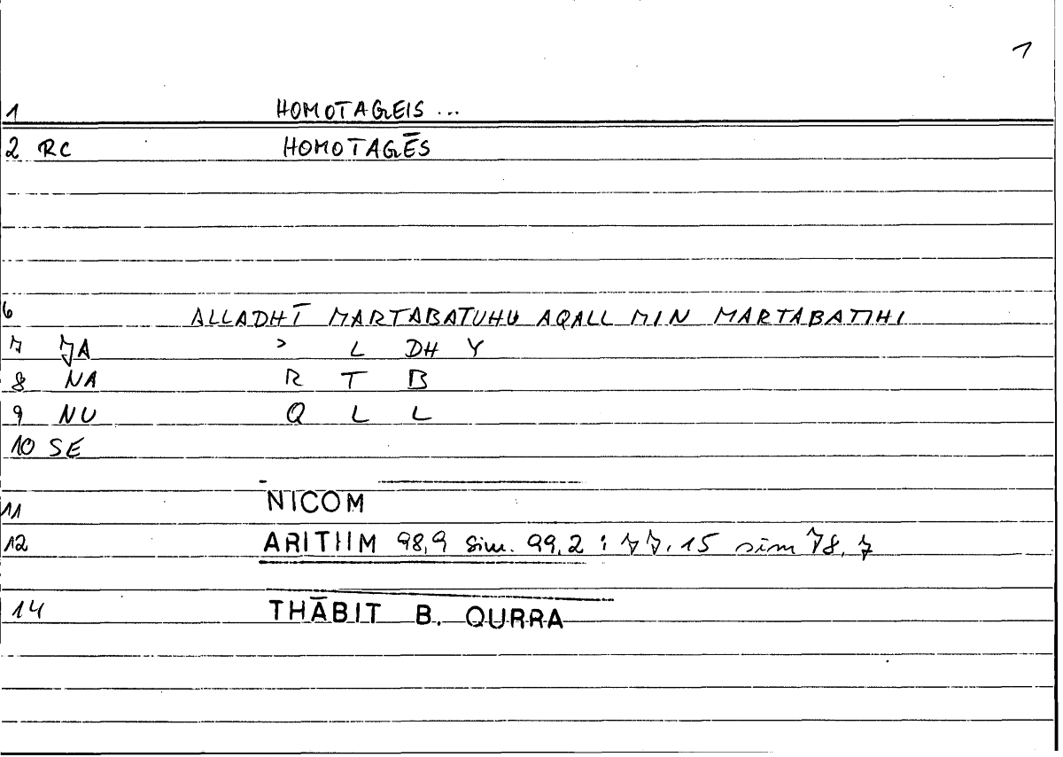 Filecard Nicom.Arithm.1799