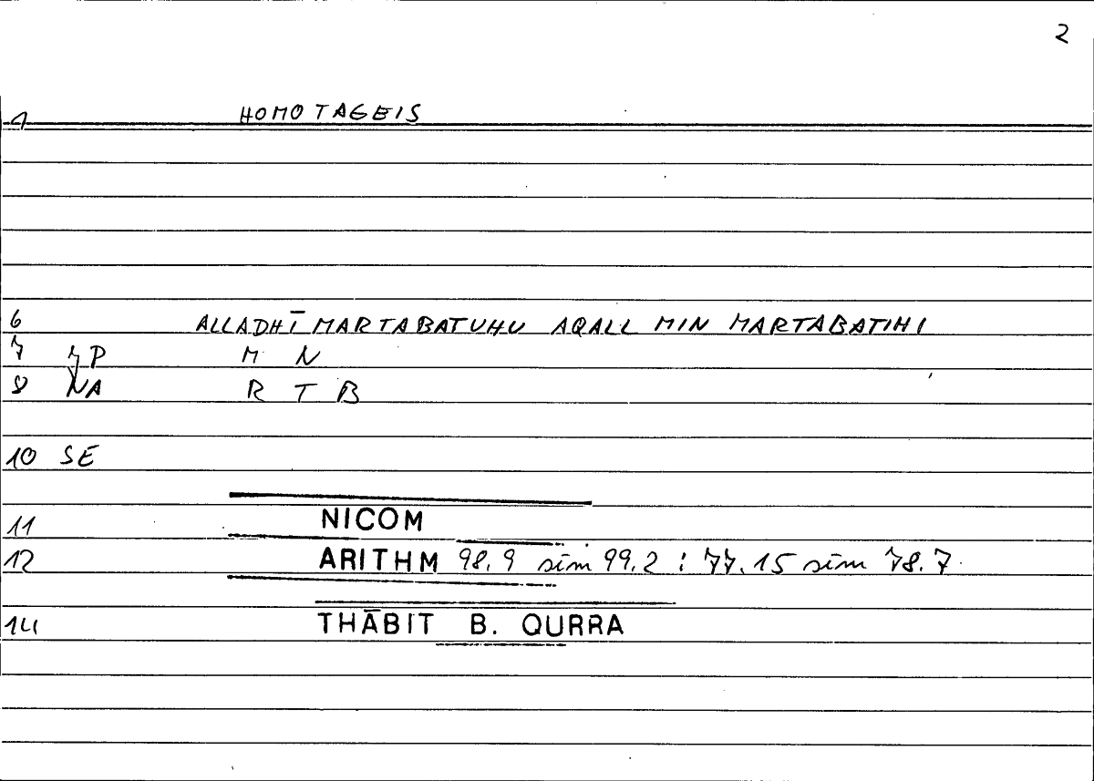 Filecard Nicom.Arithm.1800