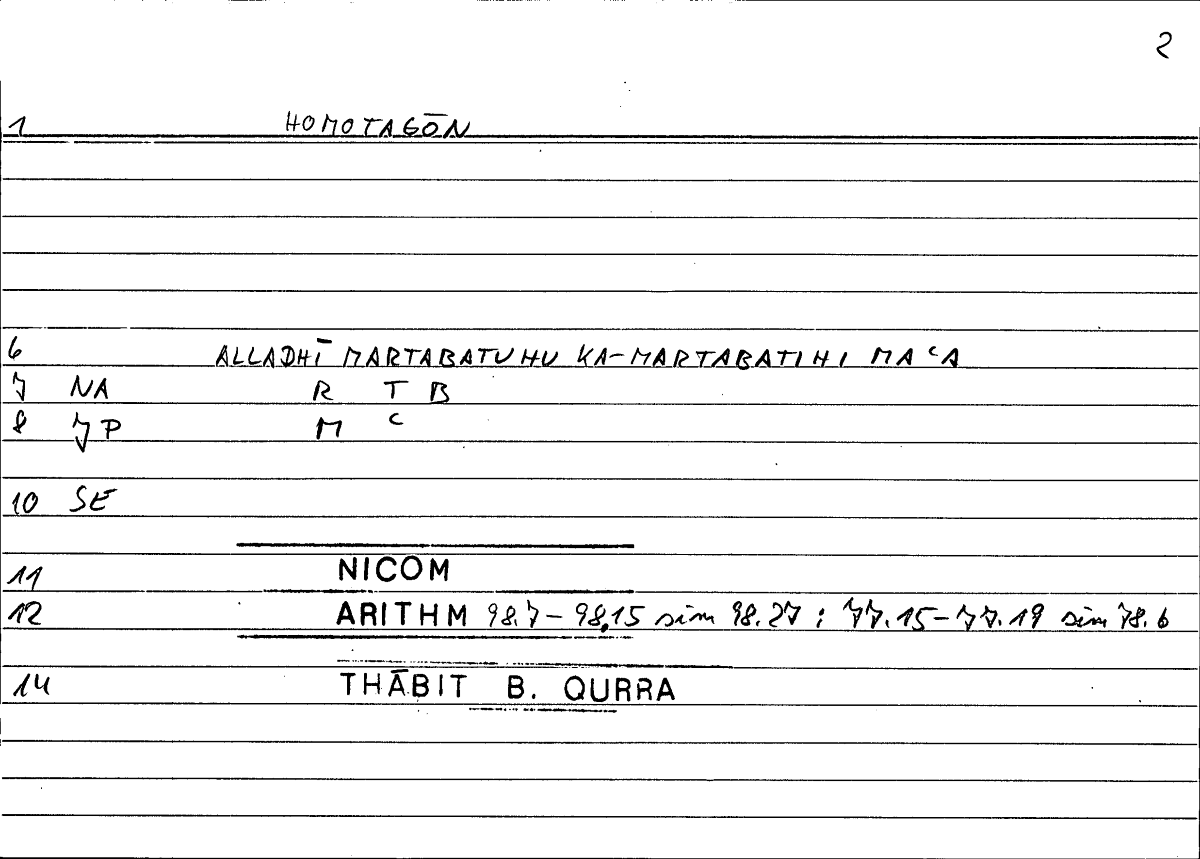 Filecard Nicom.Arithm.1805