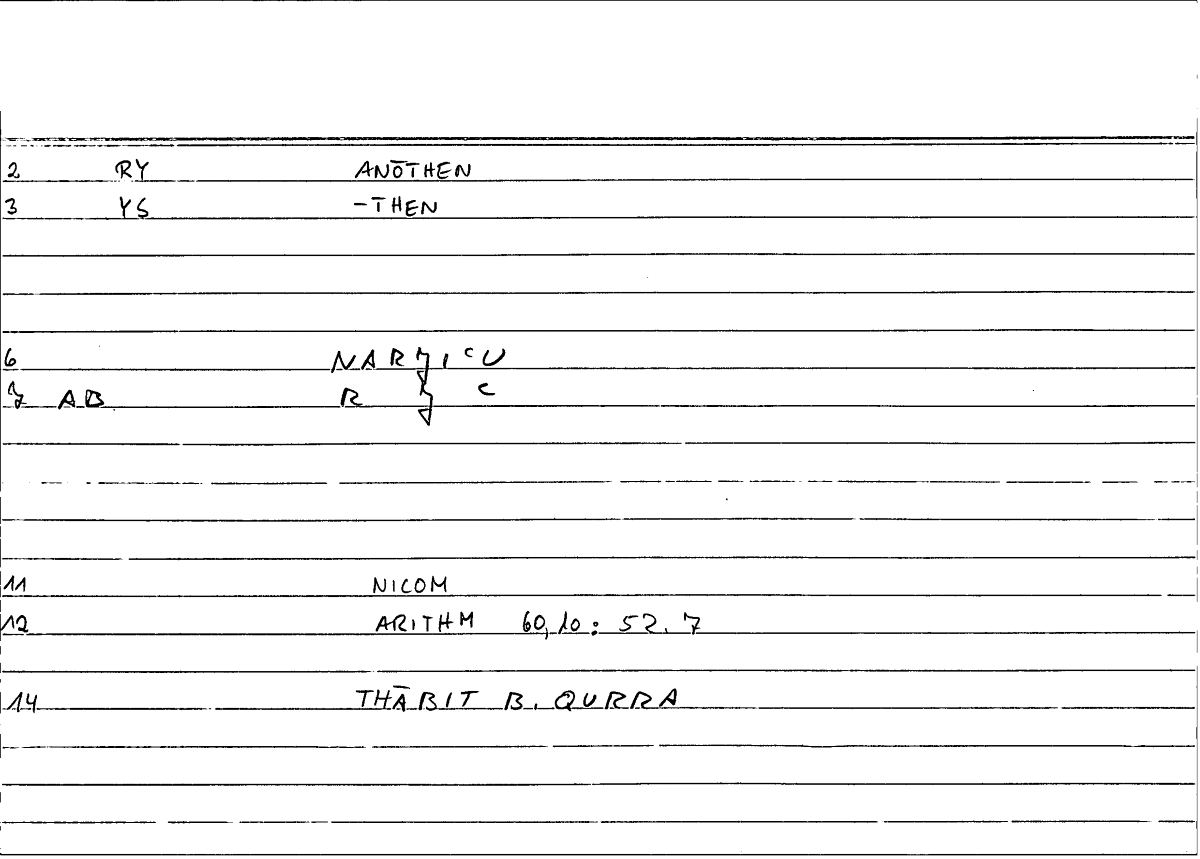 Filecard Nicom.Arithm.1820