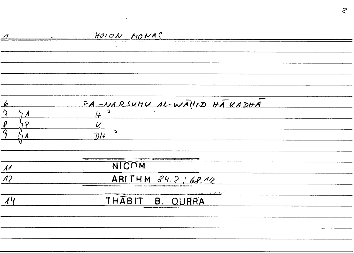 Filecard Nicom.Arithm.1834