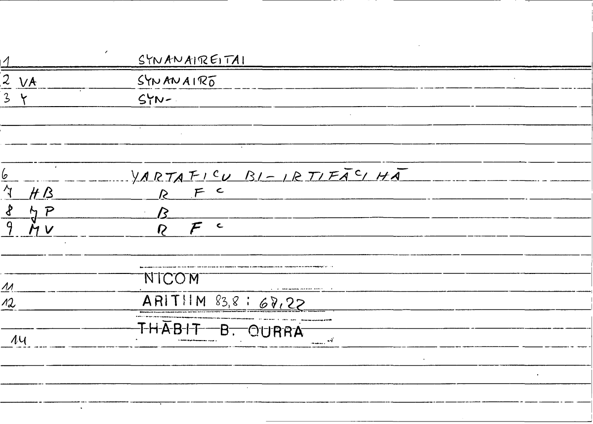 Filecard Nicom.Arithm.1842