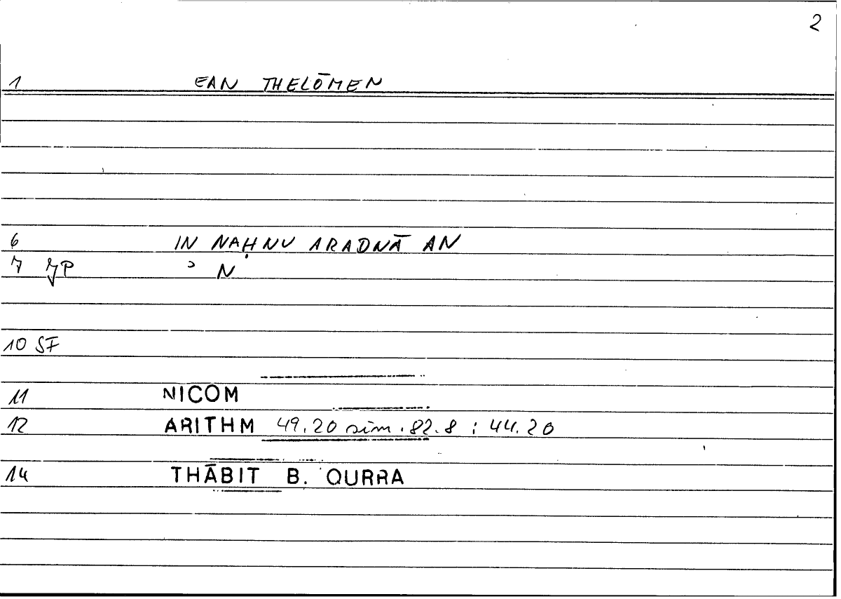 Filecard Nicom.Arithm.1893