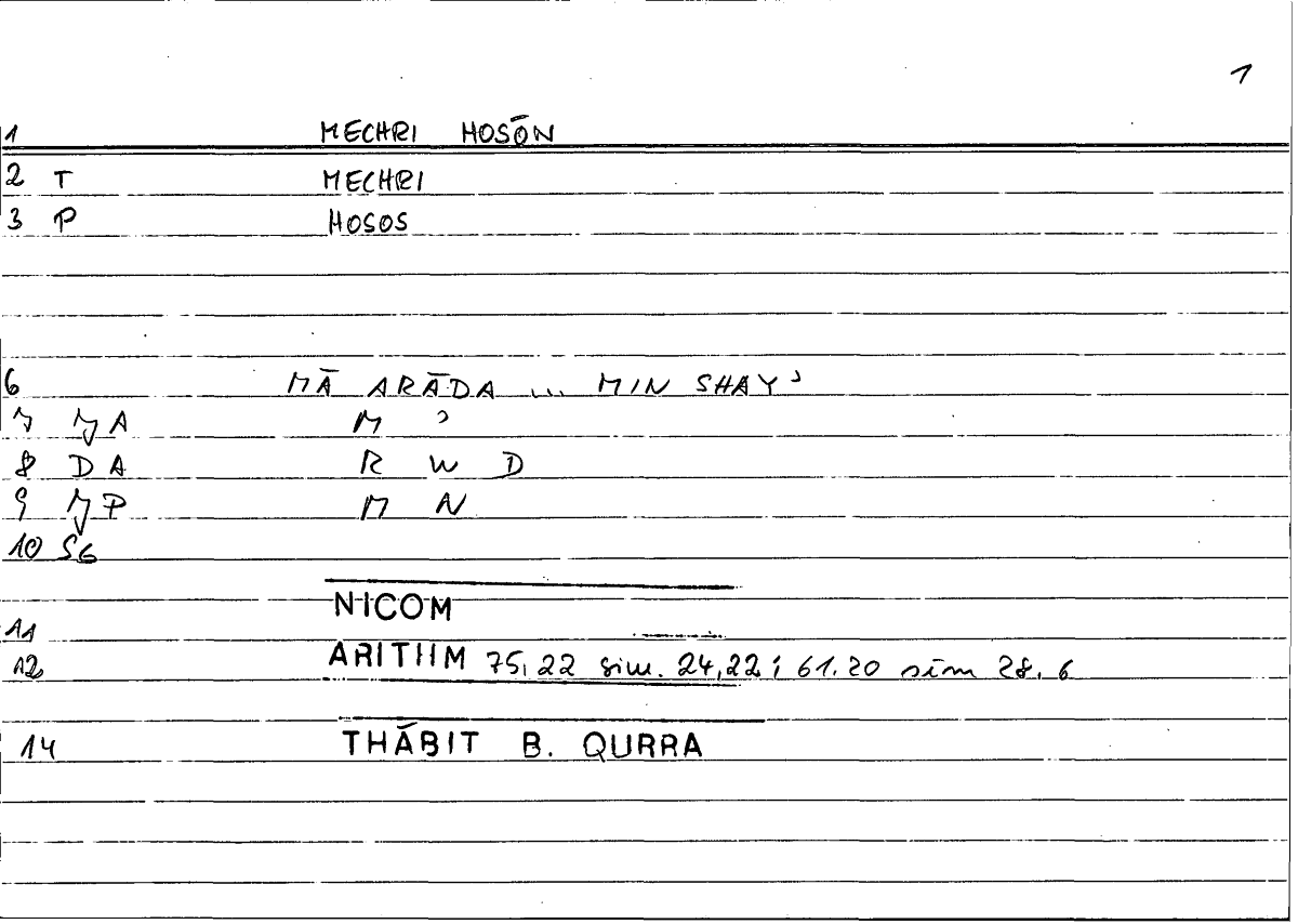 Filecard Nicom.Arithm.1897