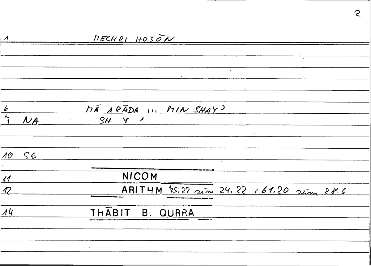 Filecard Nicom.Arithm.1898
