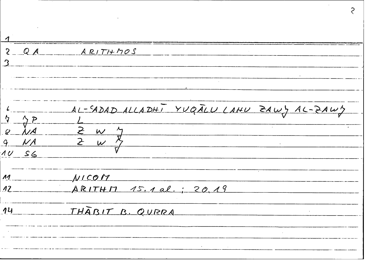 Filecard Nicom.Arithm.1911