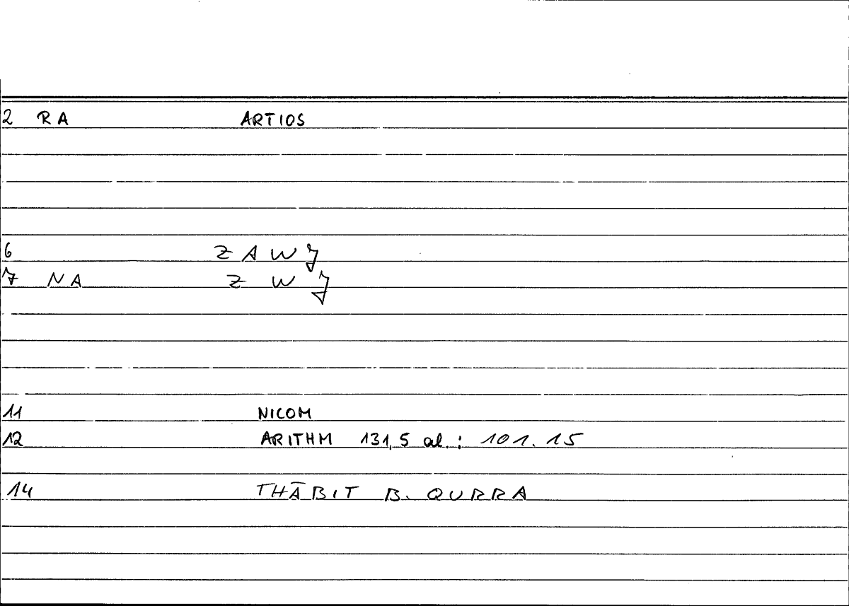 Filecard Nicom.Arithm.1913