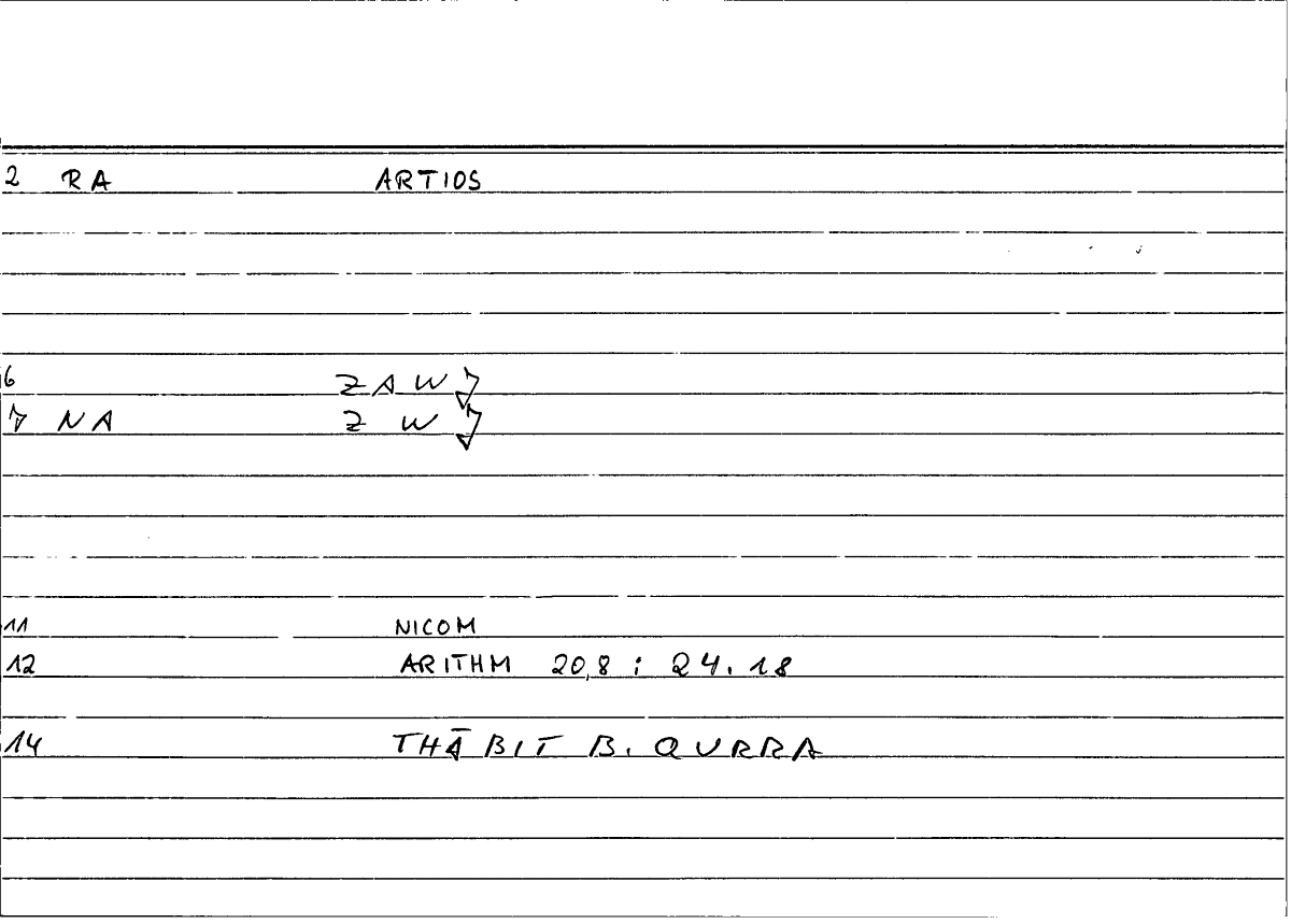 Filecard Nicom.Arithm.1914