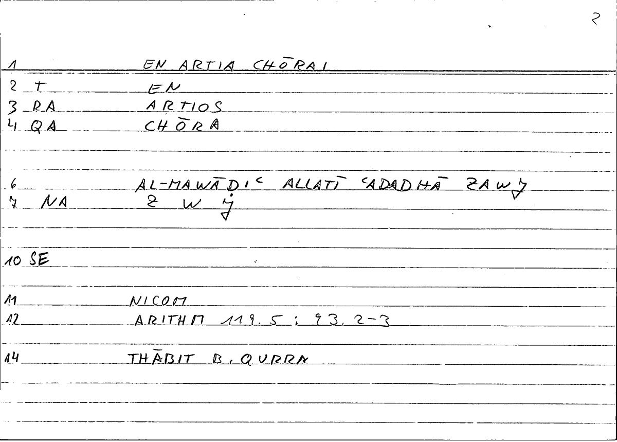 Filecard Nicom.Arithm.1920