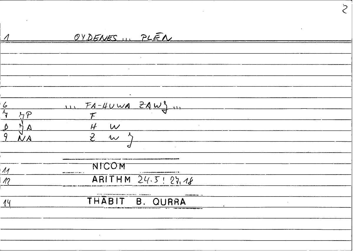 Filecard Nicom.Arithm.1935