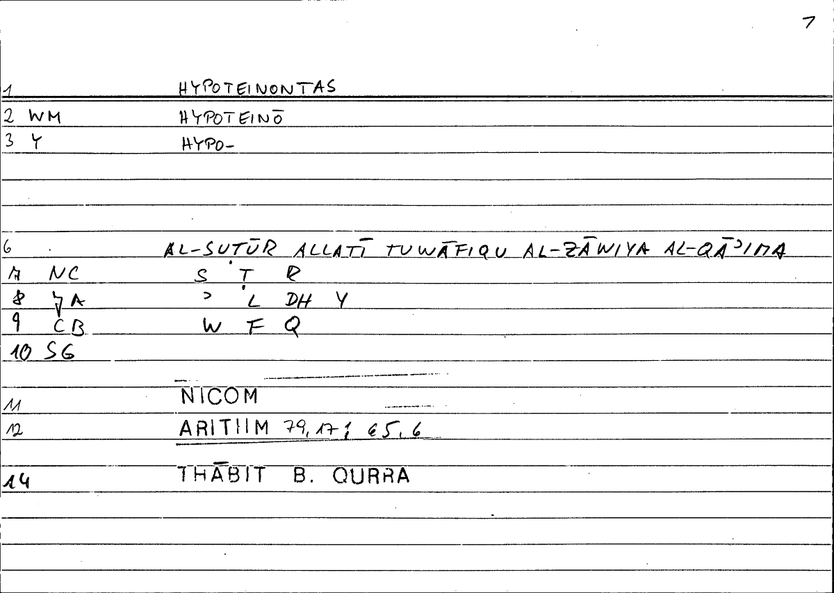 Filecard Nicom.Arithm.1944