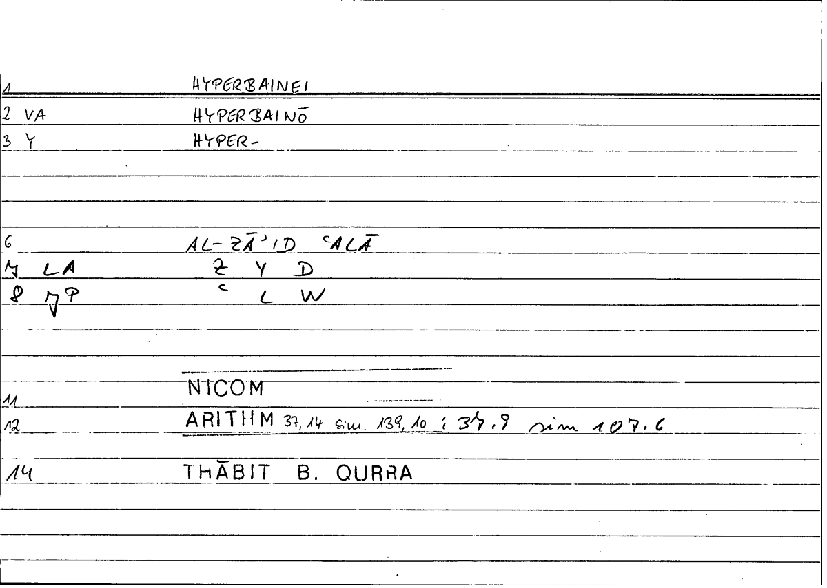 Filecard Nicom.Arithm.1971