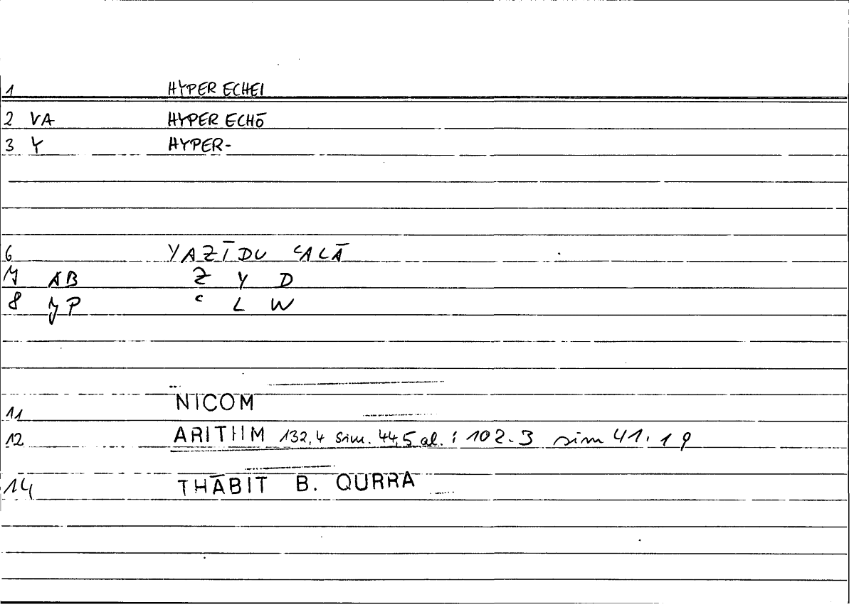 Filecard Nicom.Arithm.1975