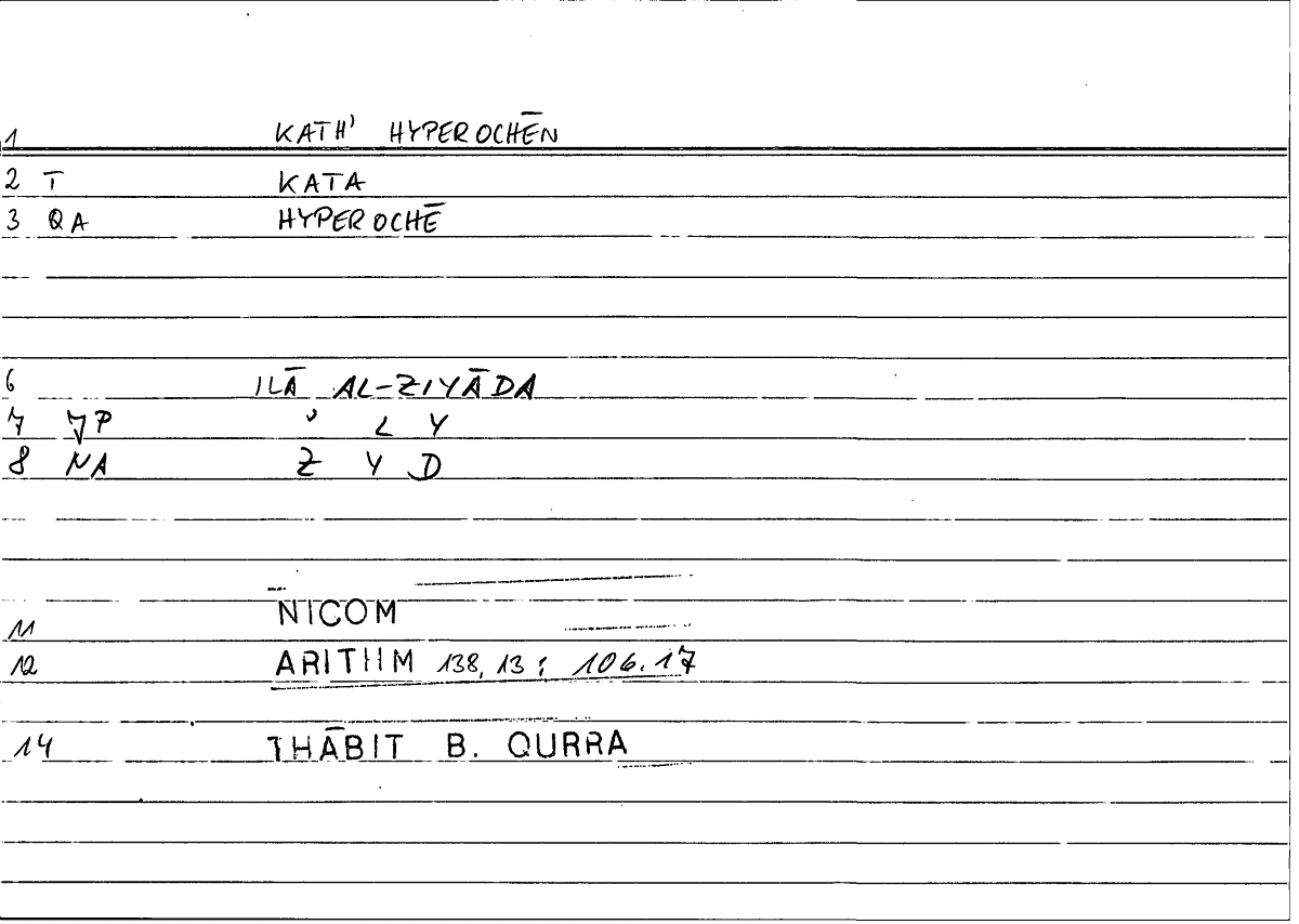 Filecard Nicom.Arithm.1978