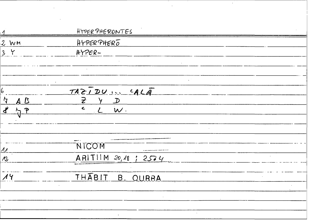 Filecard Nicom.Arithm.1980