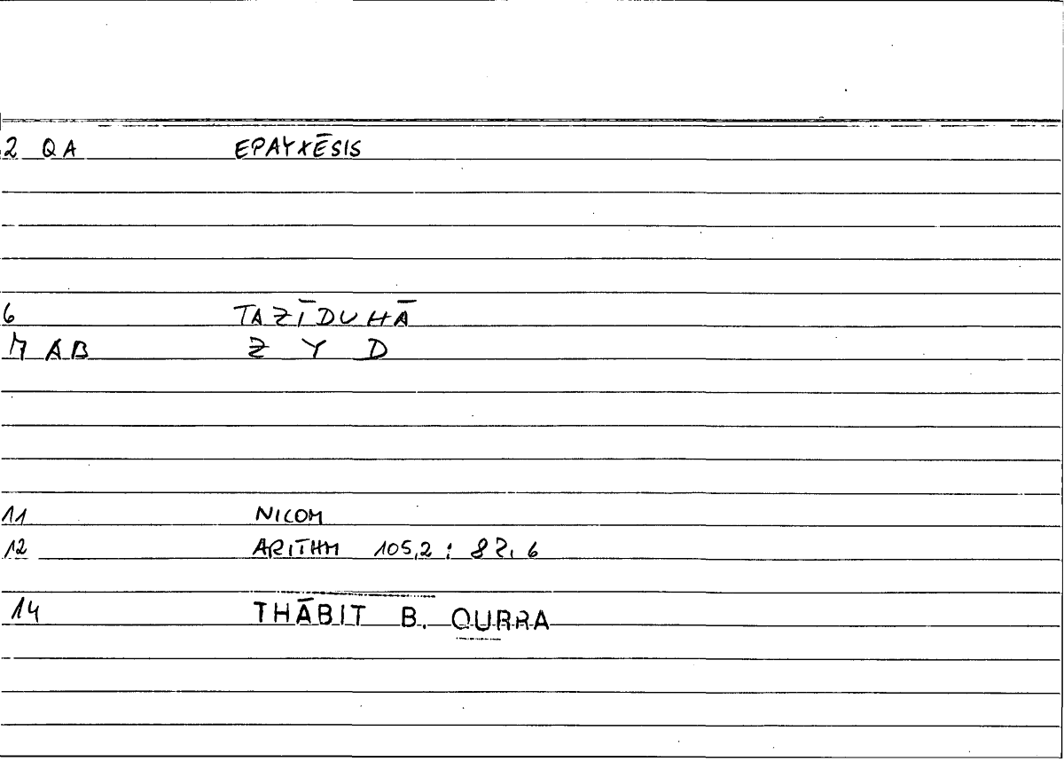 Filecard Nicom.Arithm.1990