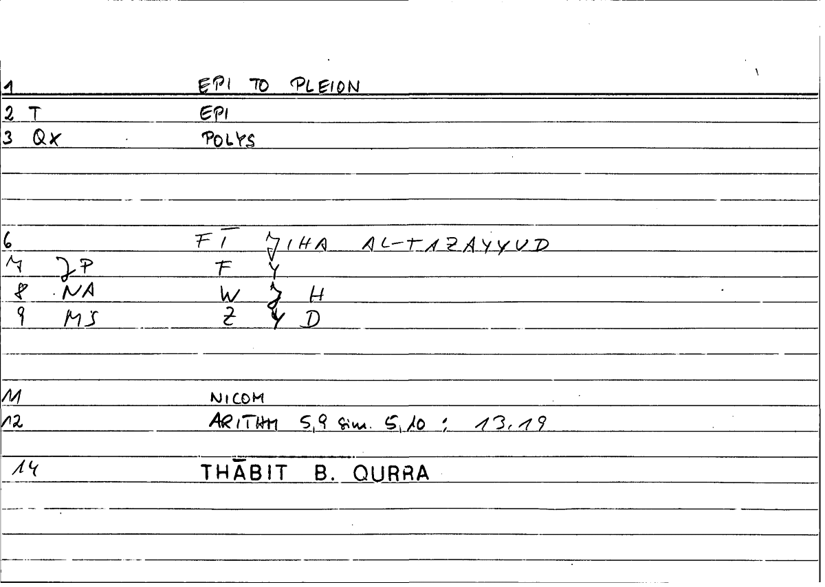 Filecard Nicom.Arithm.1991