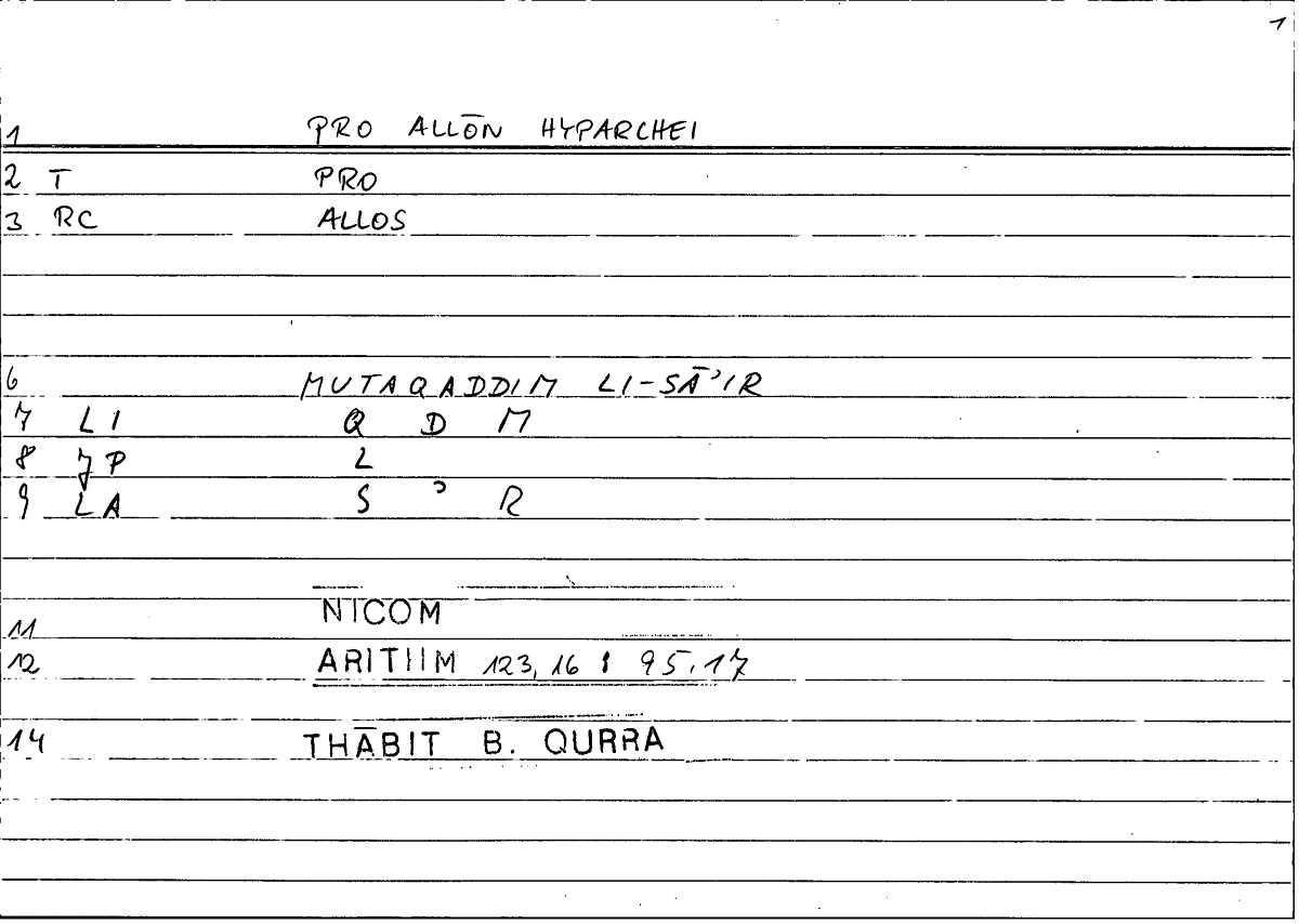 Filecard Nicom.Arithm.2033